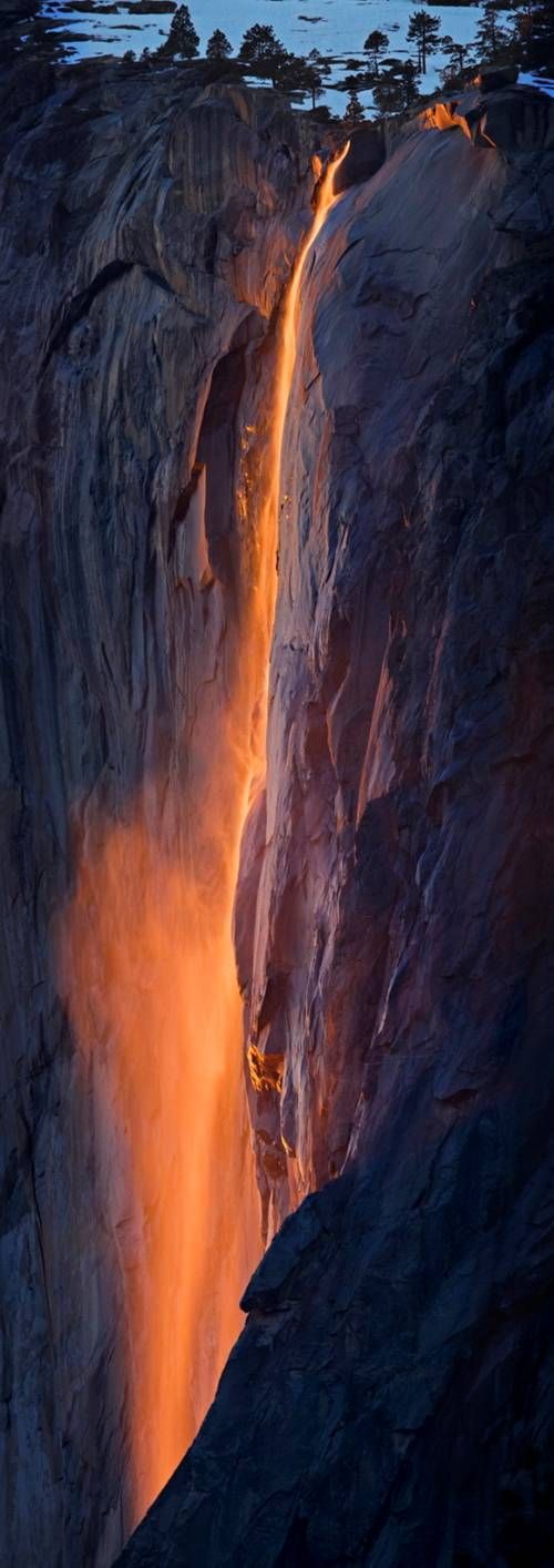 Amazing Fire Waterfall at Yosemite