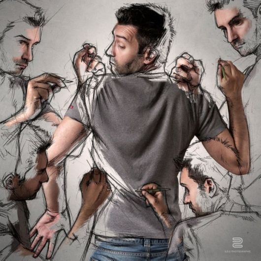 Photographer Sketches Over His Own Photos To Illustrate His Life