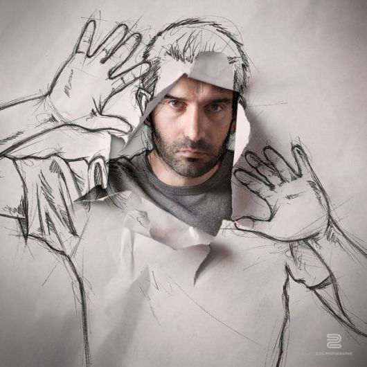 Photographer Sketches Over His Own Photos To Illustrate His Life