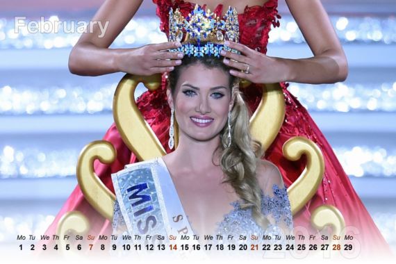 Miss World 2015 Mireia Calendar 2016