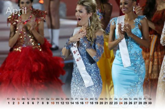 Miss World 2015 Mireia Calendar 2016