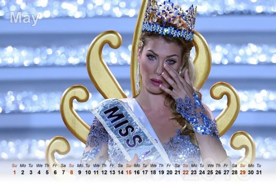 Miss World 2015 Mireia Calendar 2016