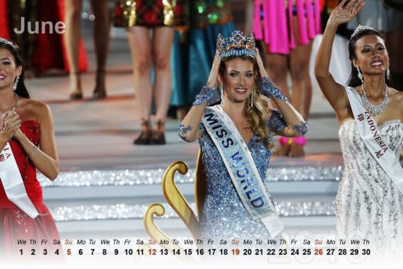 Miss World 2015 Mireia Calendar 2016
