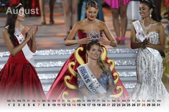 Miss World 2015 Mireia Calendar 2016