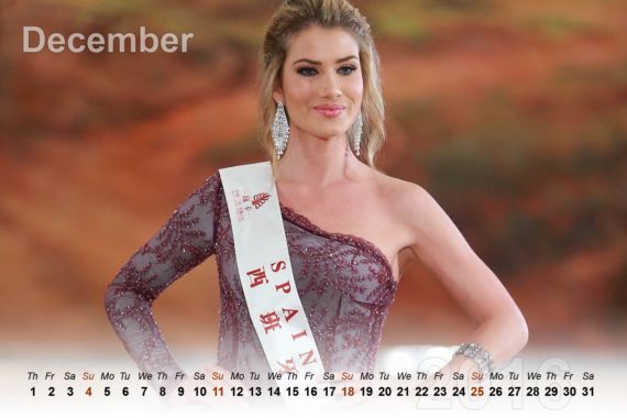 Miss World 2015 Mireia Calendar 2016