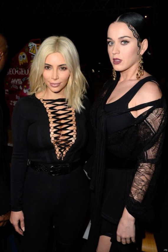 Katy Perry And Kim Kardashian At Givenchy Fashion Show